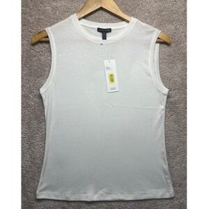 Eileen Fisher White Tencel Rib‎ Stretch Sleeveless Tank Top Women's S/P NWT